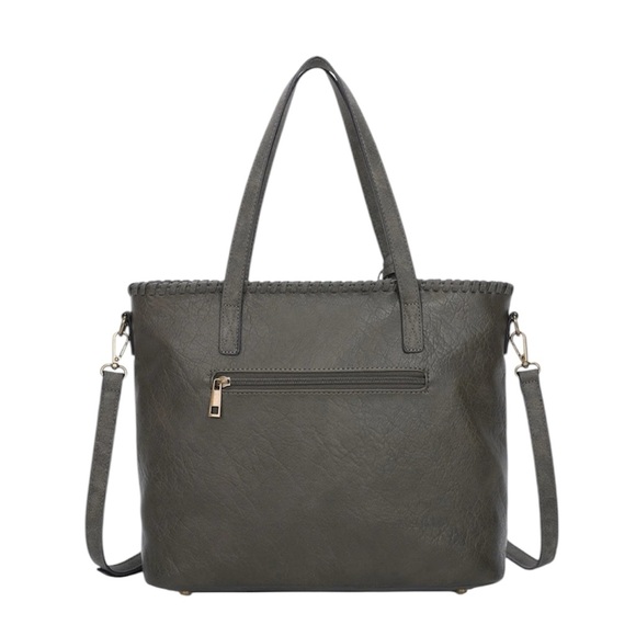 Boho Carrie Black Shoulder bag with studs Women's Tote Bag with Pouch - Picture 4 of 7